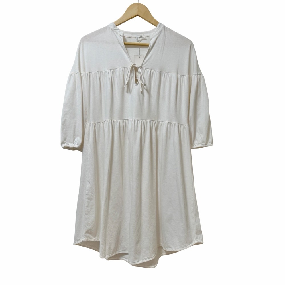 SKIN Worldwide Octavia Short Caftan Mini Dress Size S White Swim Coverup NEW